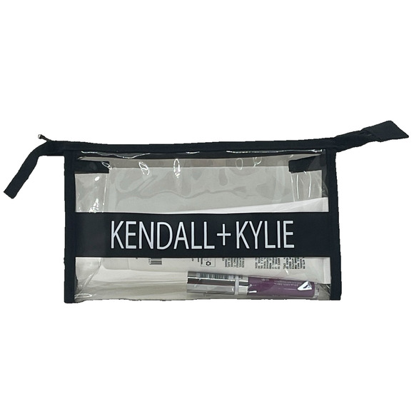 Kendall + Kylie Makeup Bag Small Clear Plastic Black Trim Cosmetic Bag New - Picture 1 of 5